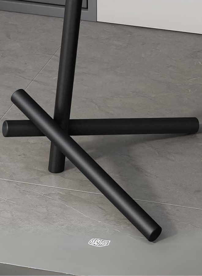 Mobellya Modern Round Side Table with Marble-Top and Black Metal Base - Image 2